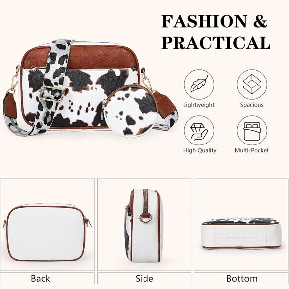 Vegan Leather Small Crossbody Bag with Detachable Coin Pouch for Women - Picture 4 of 7